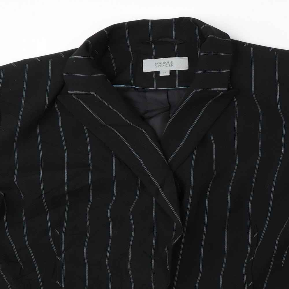 Marks & Spencer Womens Black Striped  Jacket Suit Jacket Size 14