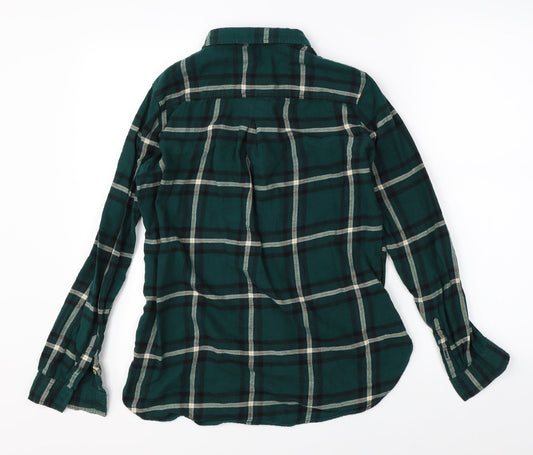 H&M Womens Green Plaid  Basic Button-Up Size 4