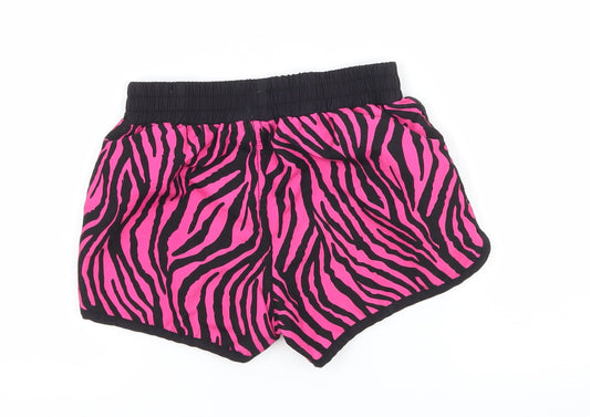 Miss evie Girls Black Animal Print  Sweat Shorts Size 7 Years