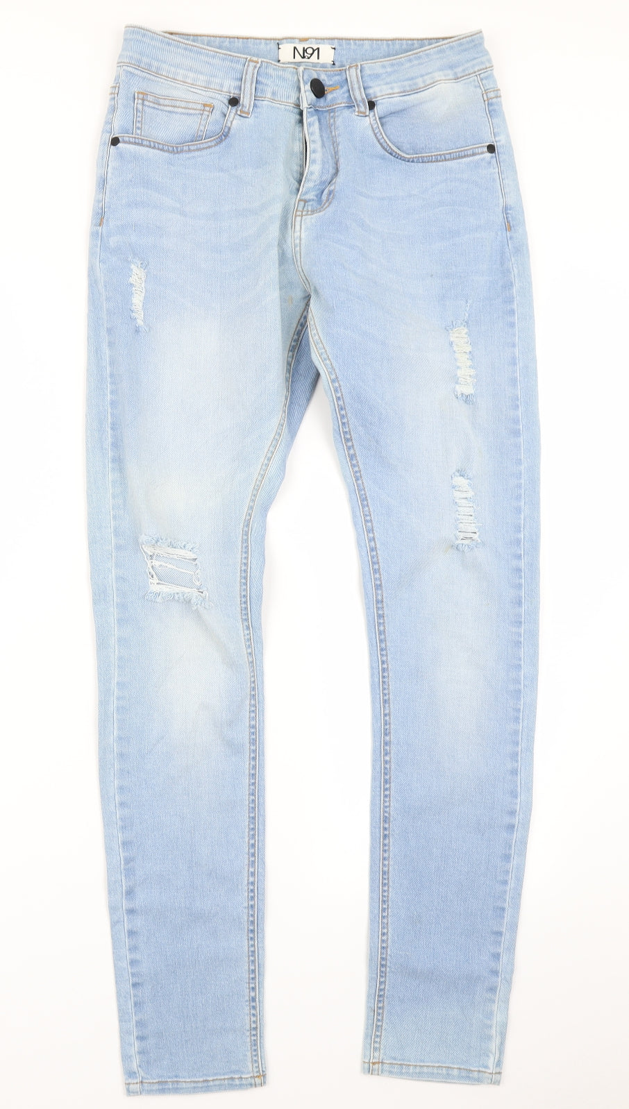 No91 Mens Blue  Denim Skinny Jeans Size 30 in L28 in