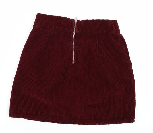 Topshop Womens Red  Corduroy A-Line Skirt Size 26 in