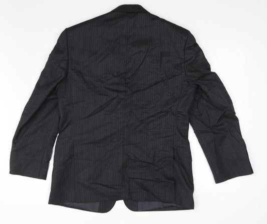 Label Mens Grey Striped  Jacket Suit Jacket Size 44
