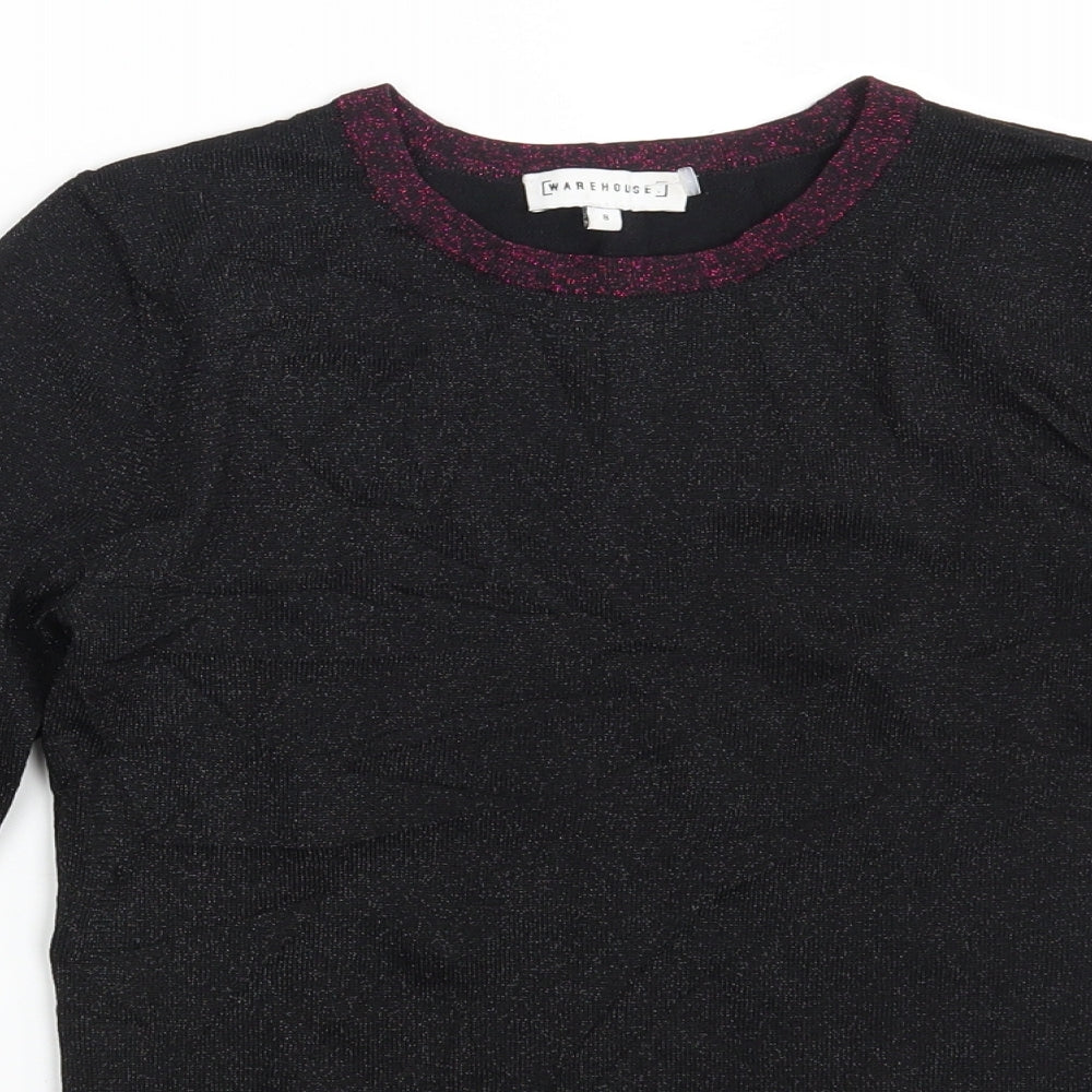 Warehouose Womens Black   Pullover Sweatshirt Size 8