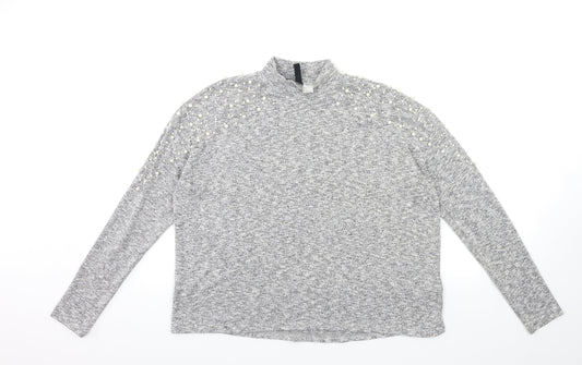 H&M Womens Grey  Knit Pullover Jumper Size S