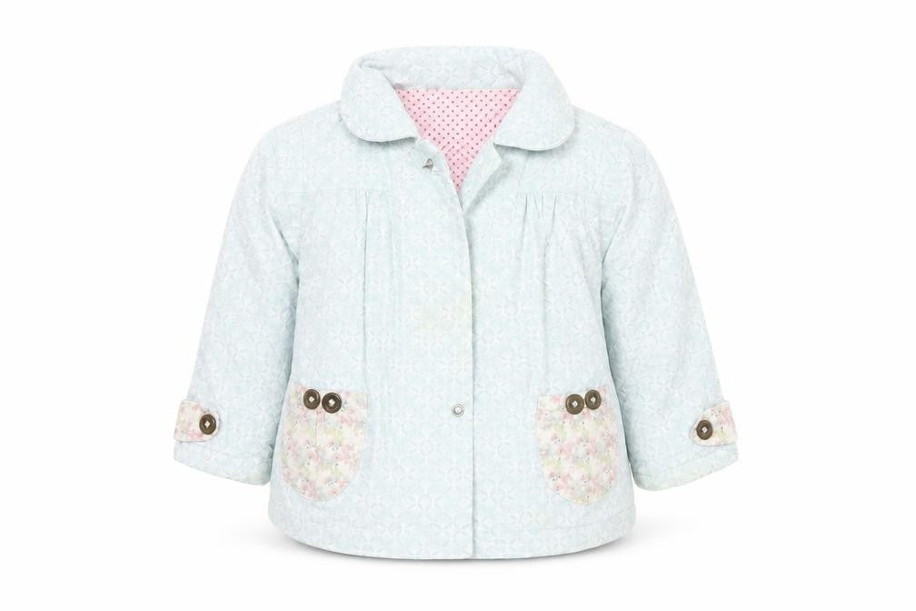 Front view of Henry girls’ blue floral jacket, size 3, years