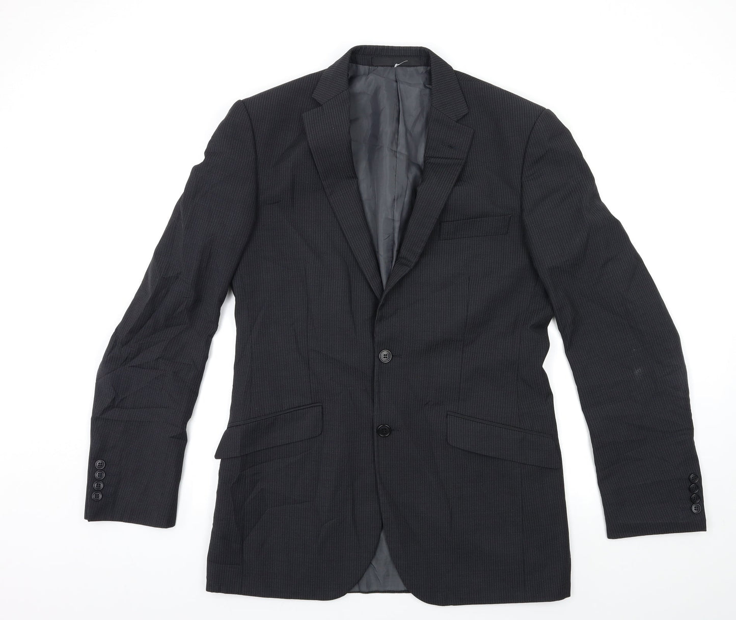 Marks and Spencer Mens Black Striped  Jacket Suit Jacket Size 38