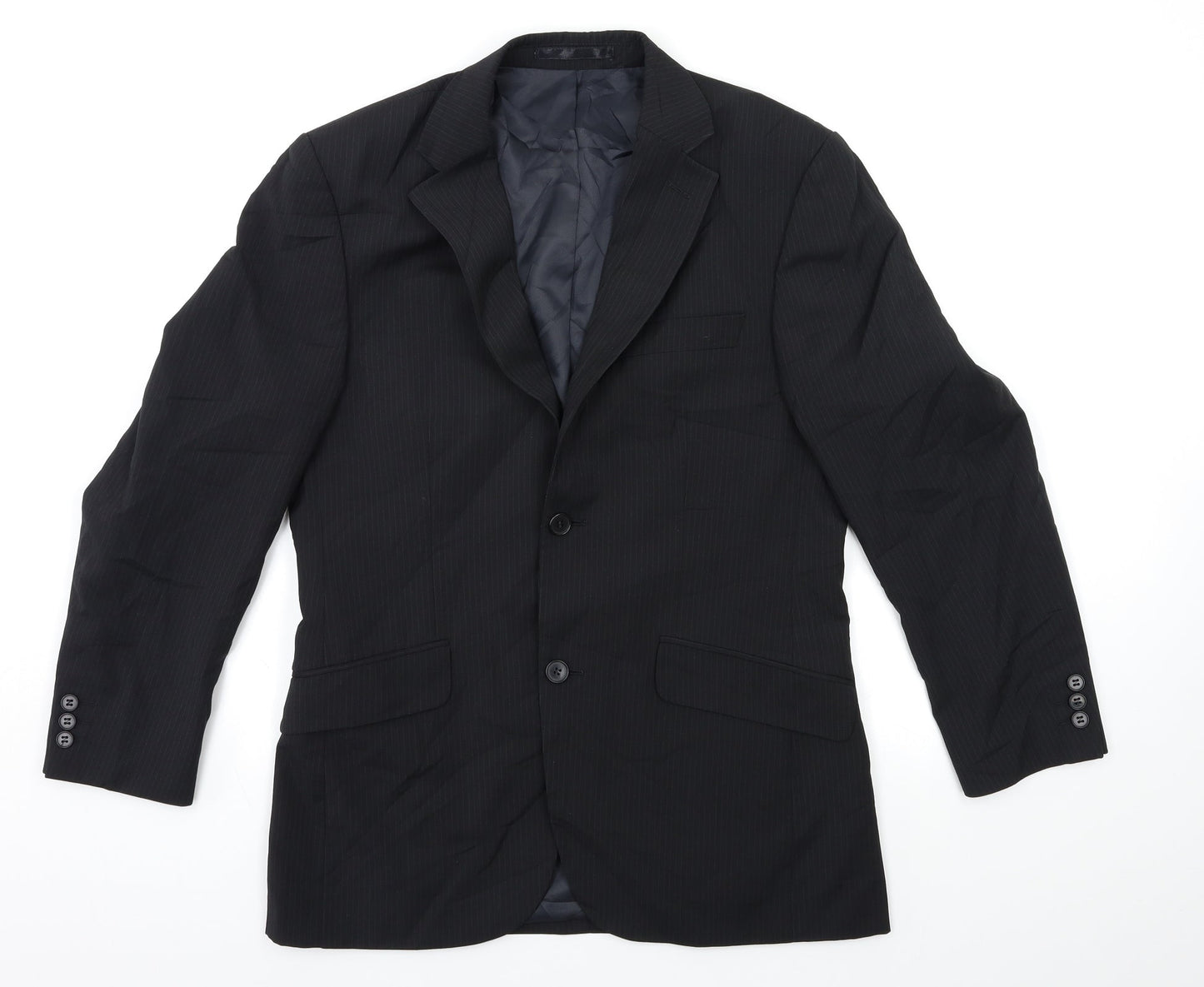 Tom English Mens Black Striped  Jacket Suit Jacket Size 36