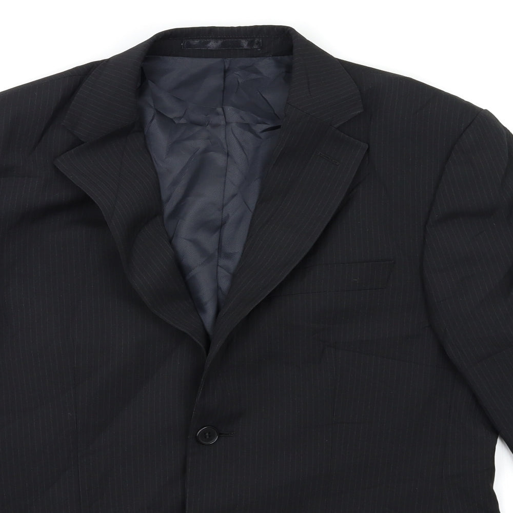 Tom English Mens Black Striped  Jacket Suit Jacket Size 36
