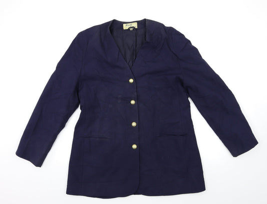 MICHELLE ROERTS Womens Blue   Biker Coat Size 16