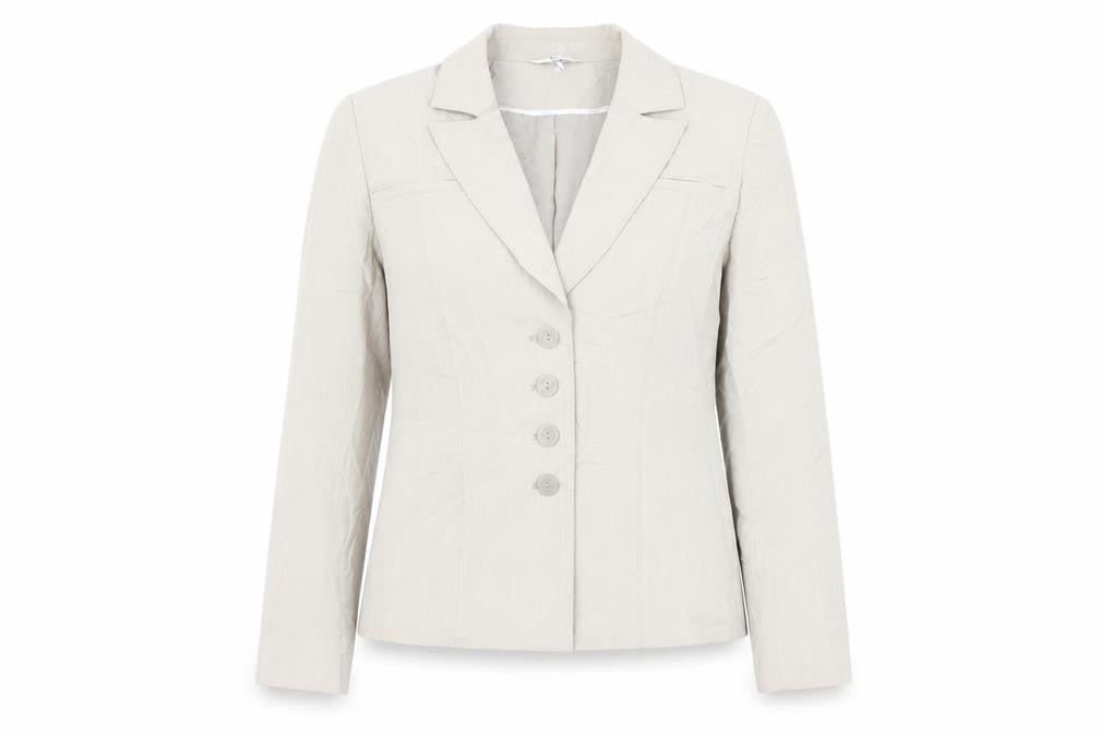Klass Womens Beige Striped  Jacket Suit Jacket Size 12