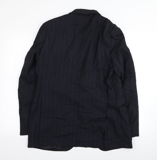 John Collier Mens Black Striped  Jacket Blazer Size 36