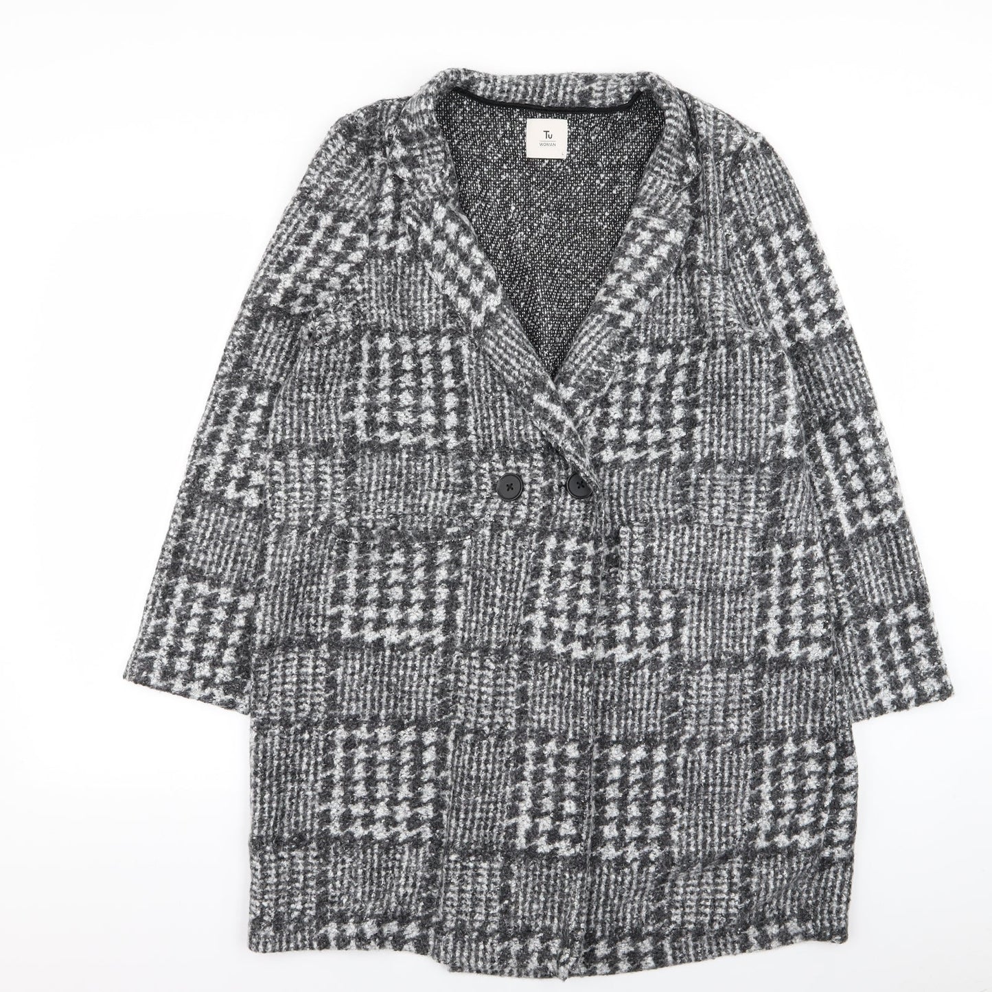 Per Una Womens Grey Geometric  Overcoat Coat Size L