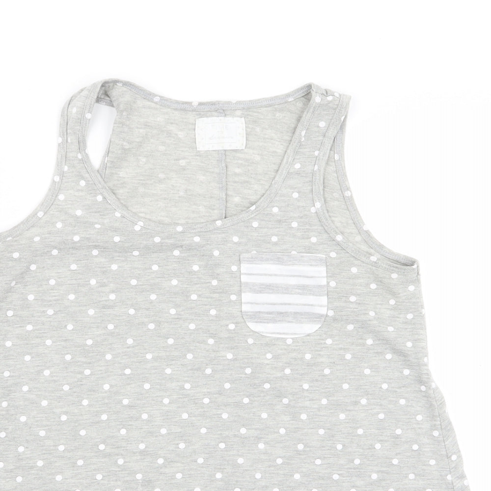 Matalan Womens Grey Polka Dot  Top Pyjama Top Size S