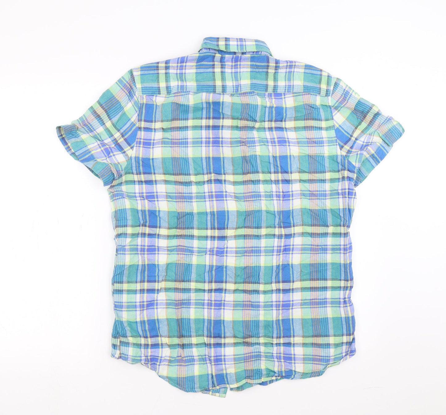 NEXT Mens Blue Plaid   Button-Up Size M