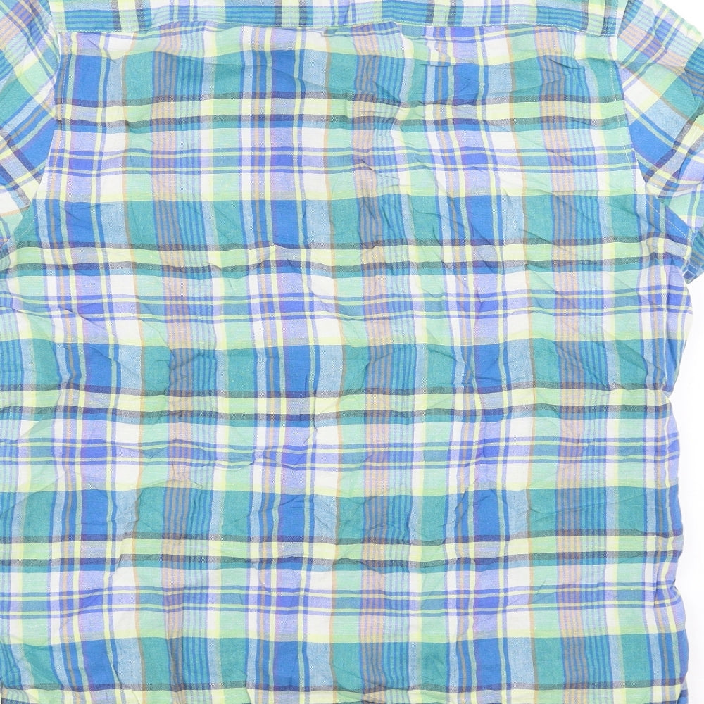 NEXT Mens Blue Plaid   Button-Up Size M