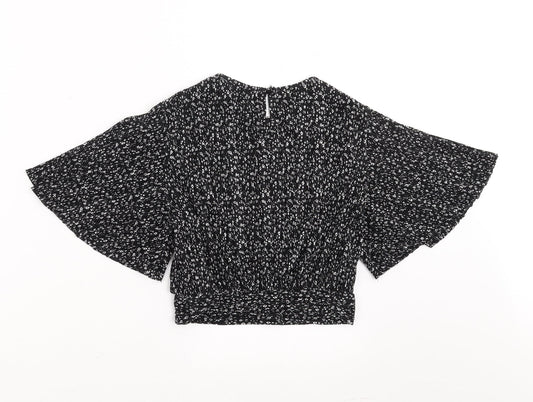 New Look Girls Black Floral  Basic Blouse Size 10-11 Years