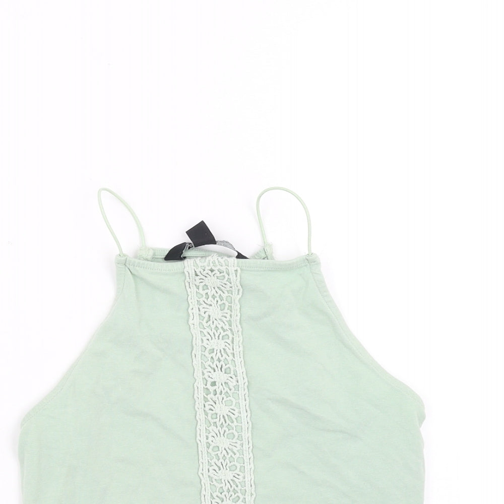 New Look Girls Green   Cropped T-Shirt Size 10-11 Years  - crochet detail