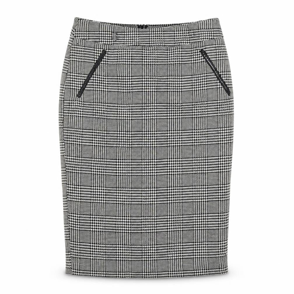 Front view of Papaya women’s grey check flare skirt, size UK 10