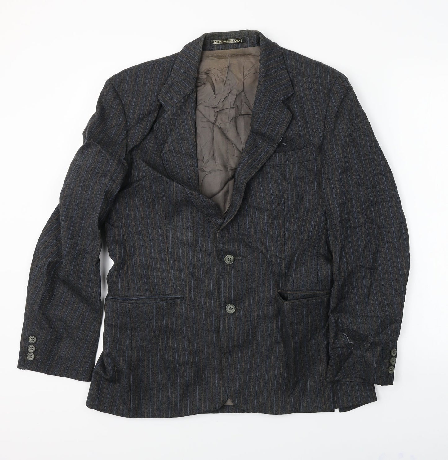 Preworn Mens Grey Striped  Jacket Blazer Size 38