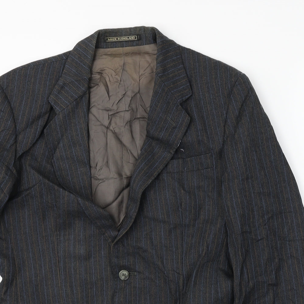 Preworn Mens Grey Striped  Jacket Blazer Size 38
