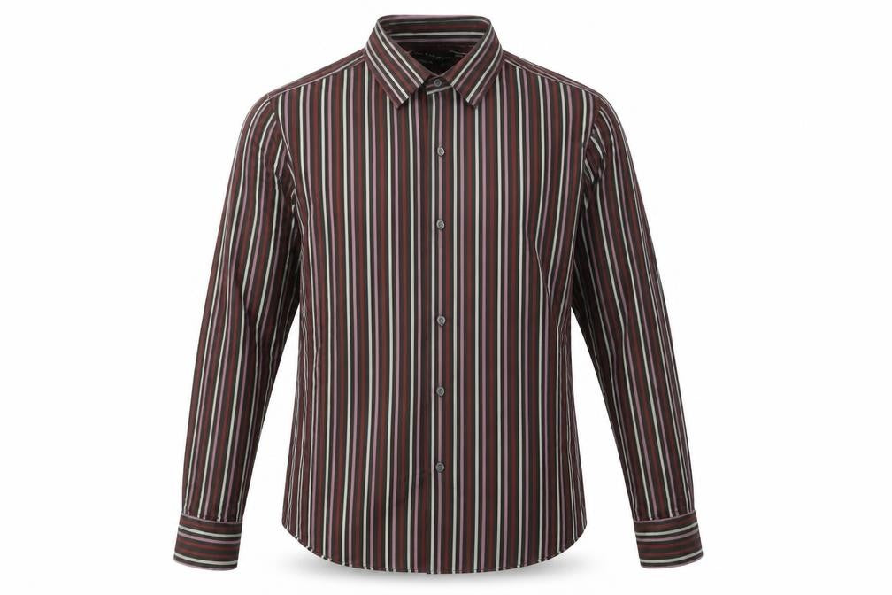 Marks and Spencer Mens Brown Striped   Button-Up Size M
