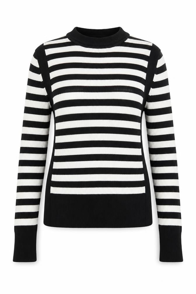 M&S Womens Black Striped  Pullover Jumper Size 10
