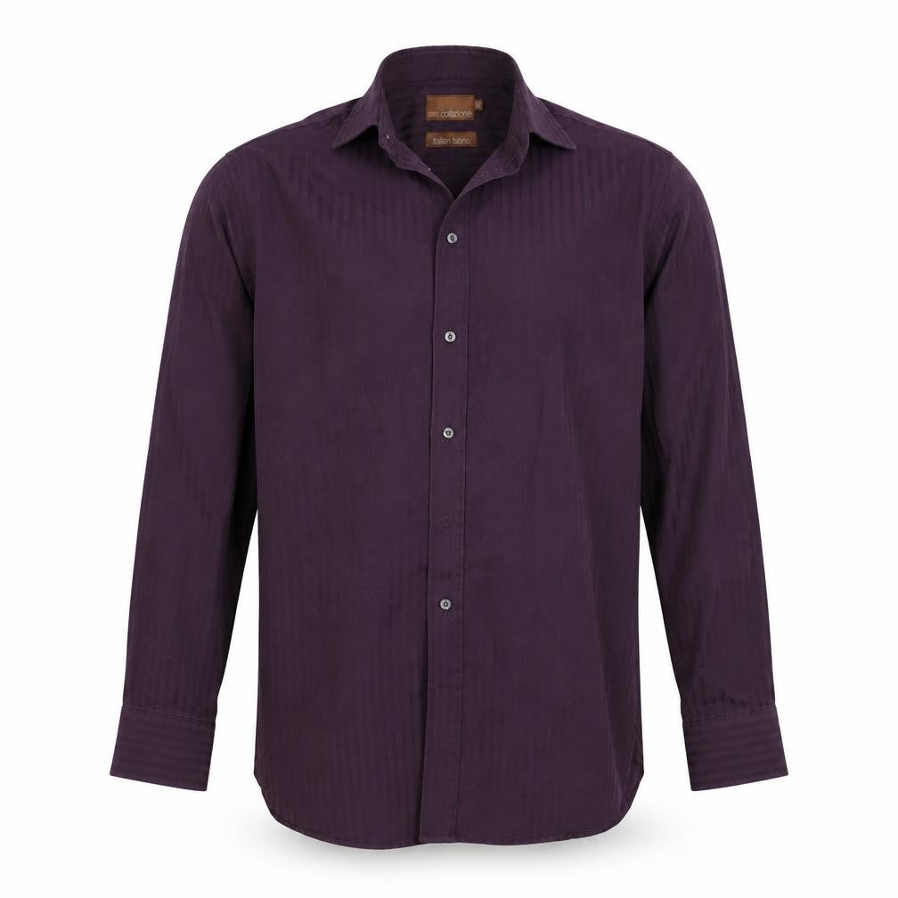 M&S Mens Purple Striped   Button-Up Size 15.5