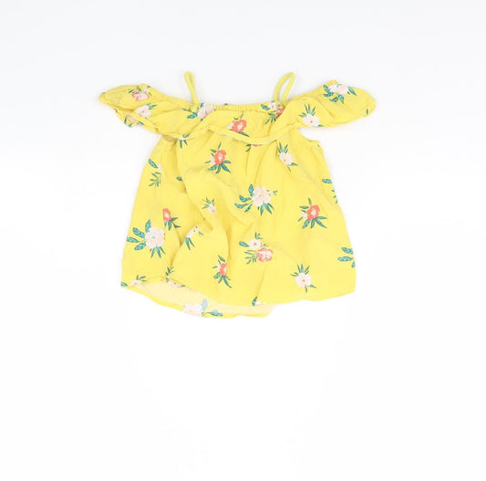 Old Navy Girls Yellow Floral  Basic Blouse Size 4 Years