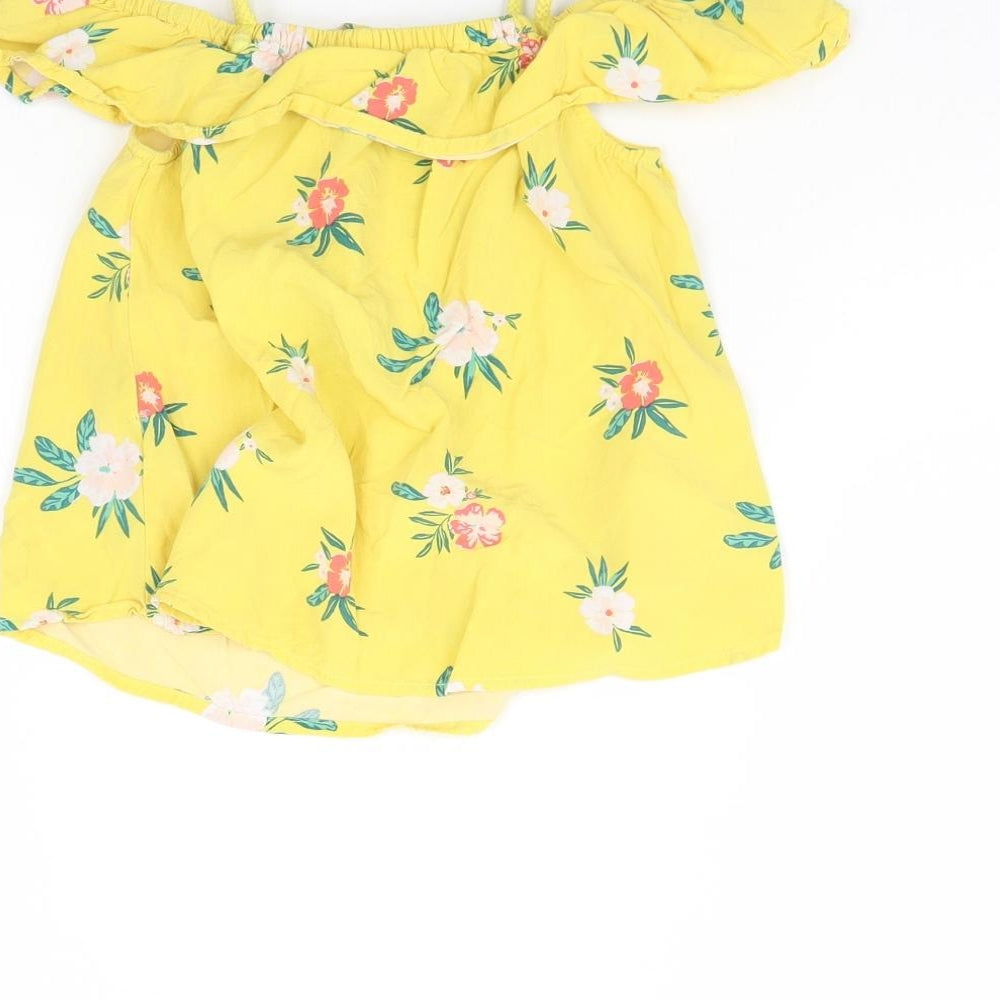 Old Navy Girls Yellow Floral  Basic Blouse Size 4 Years