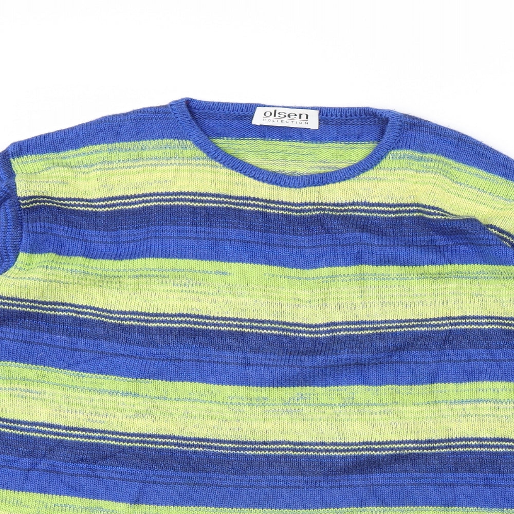 Olsen Womens Blue Striped  Pullover Jumper Size 12
