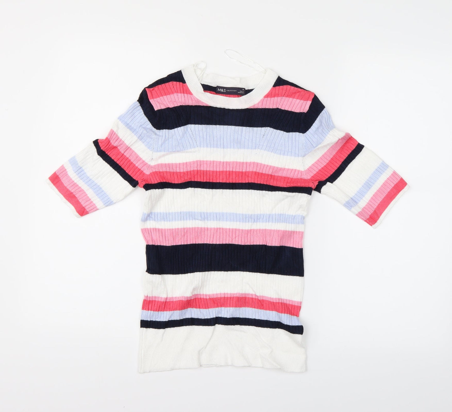 Marks and Spencer Womens Multicoloured Striped  Basic Blouse Size 10
