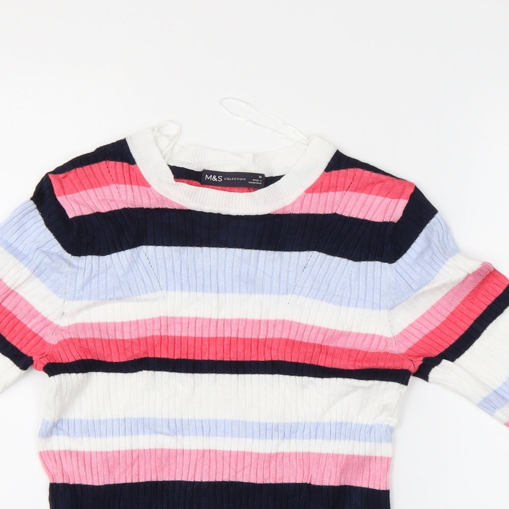 Marks and Spencer Womens Multicoloured Striped  Basic Blouse Size 10