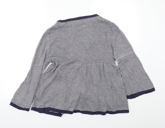 Vackpoy Womens Black Striped  Cardigan Jumper Size L