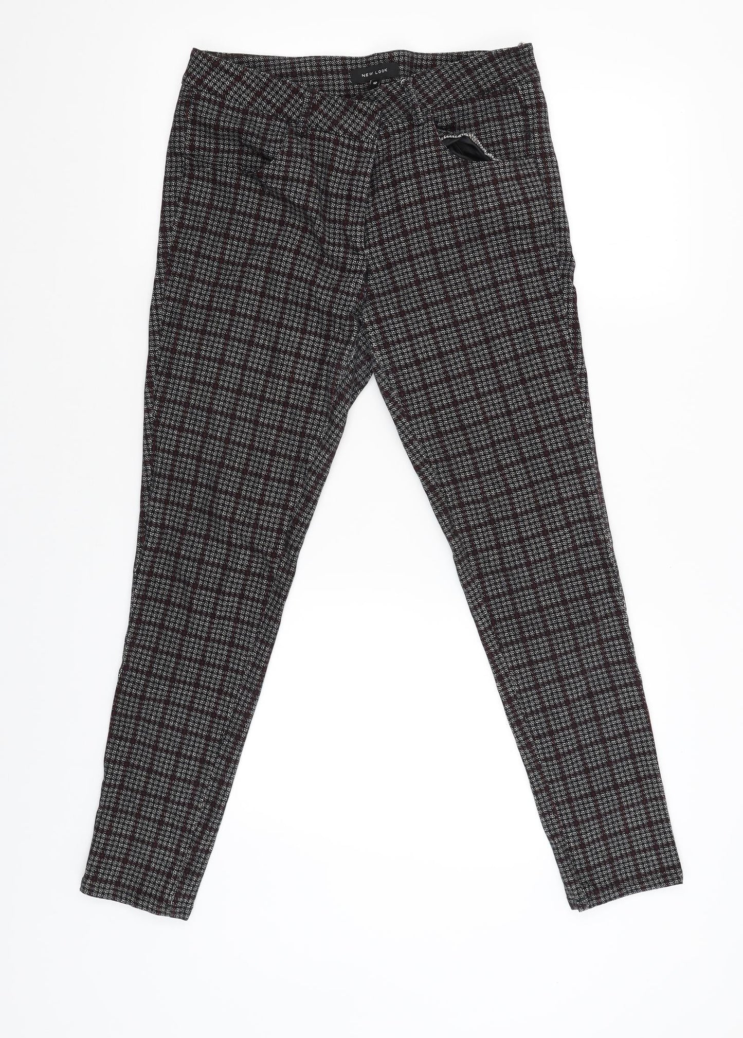 NEXT Womens Black Check  Trousers  Size 12 L27 in
