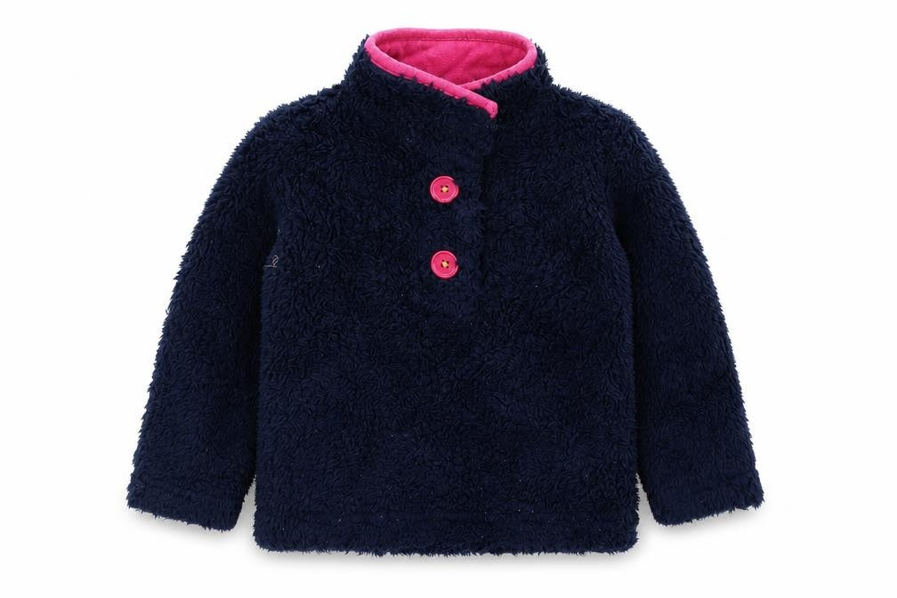 mamas & papas Boys Blue  Fleece Henley Sweatshirt Size 2-3 Years
