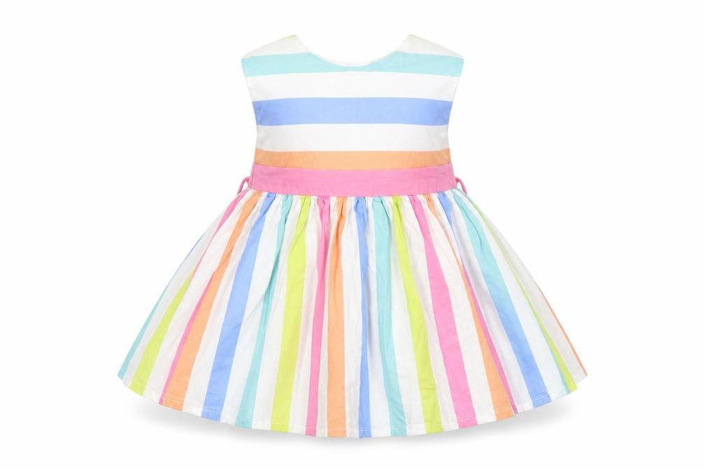 Front view of Preworn girls’ multicoloured striped tutu dress, size 6-9, months