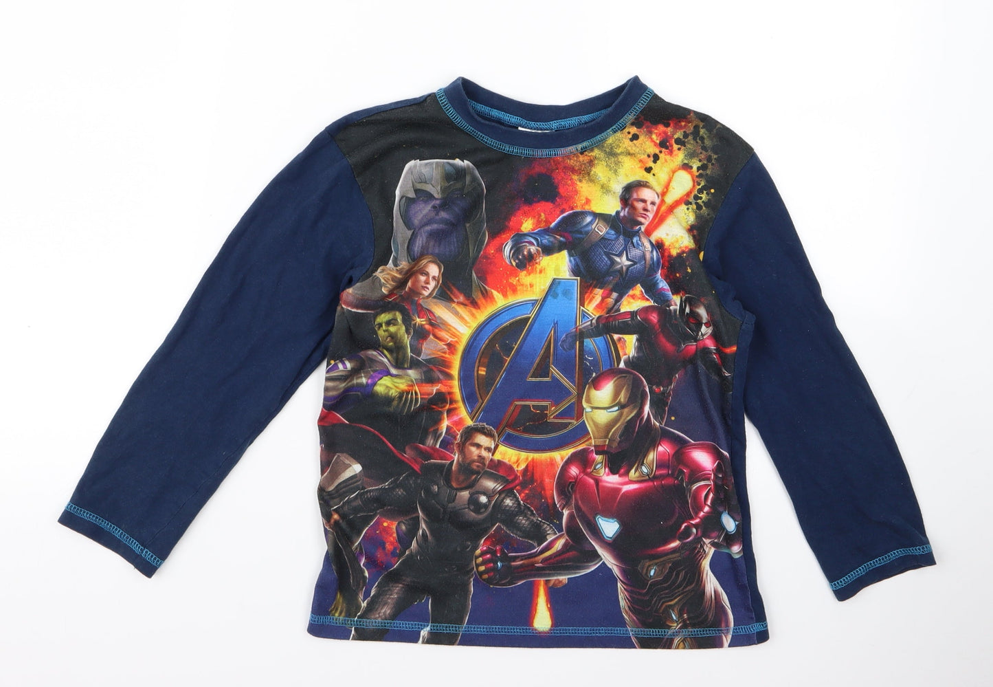 marverl Boys Blue   Basic T-Shirt Size 7 Years  - avengers