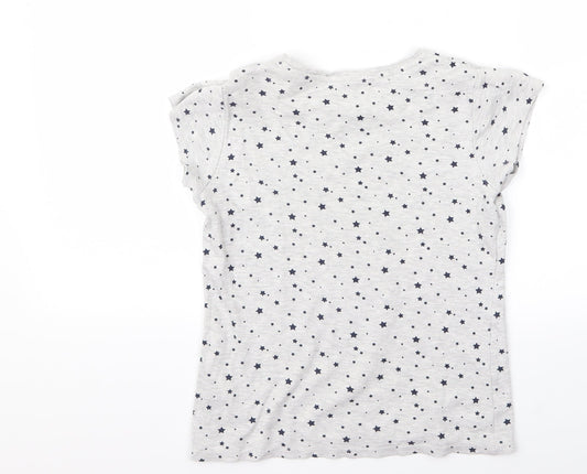 Preworn Girls Grey   Basic T-Shirt Size 10-11 Years  - star