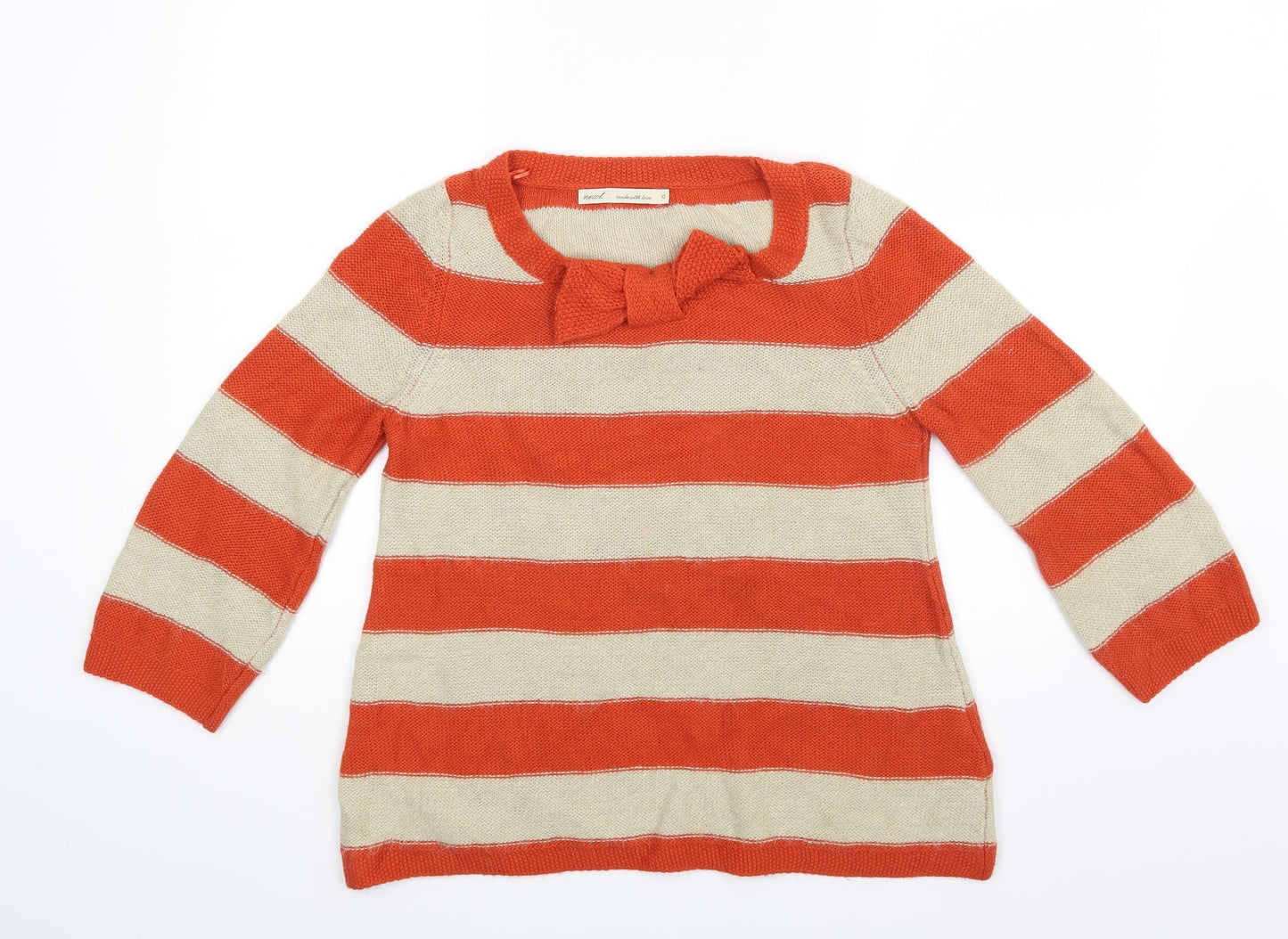 NEXT Womens Orange Striped  Pullover Jumper Size 10