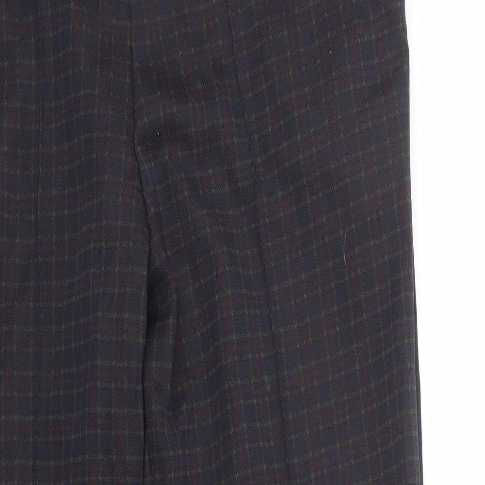 M&S Womens Blue Check  Trousers  Size 10 L28.5 in