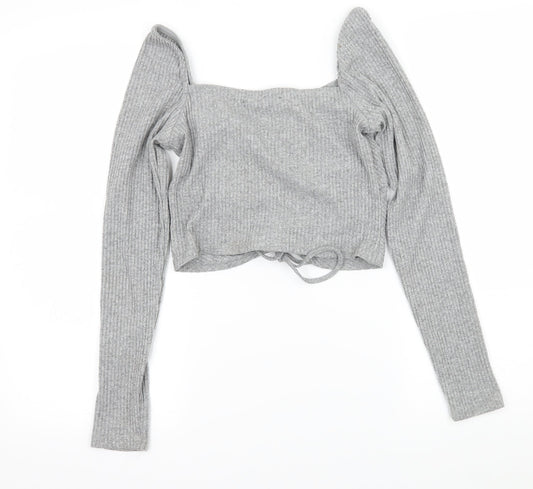 FOREVER 21 Womens Grey  Jersey Basic T-Shirt Size M  - Ruched