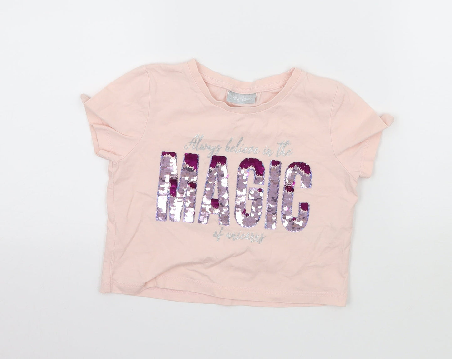 Matalan Girls Pink  Jersey Basic T-Shirt Size 5 Years  - Magic