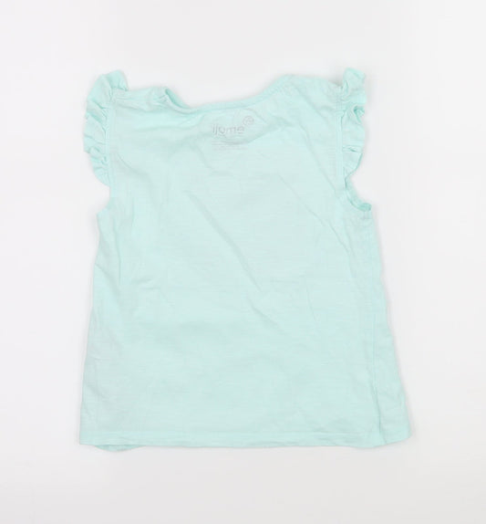 Emoji Girls Blue  Jersey Basic T-Shirt Size 5-6 Years  - Mermaid Emoji