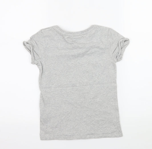 NEXT Girls Grey Geometric Jersey Basic T-Shirt Size 8 Years  - Girl Power