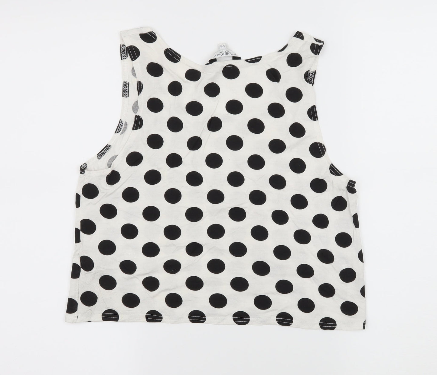 New Look Womens White Polka Dot Jersey Basic Tank Size S