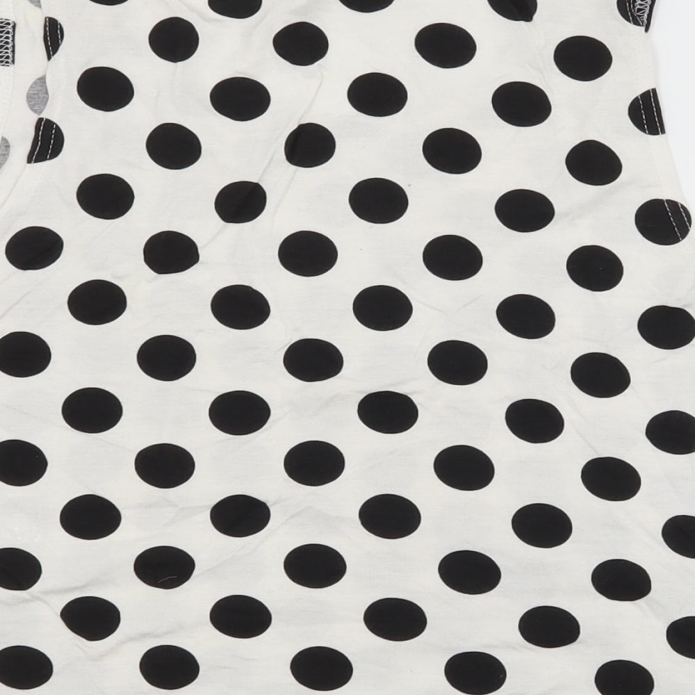 New Look Womens White Polka Dot Jersey Basic Tank Size S