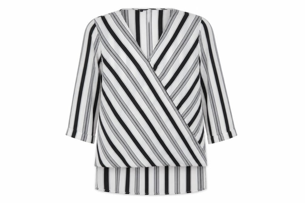New Look Womens White Striped  Tunic Blouse Size 8