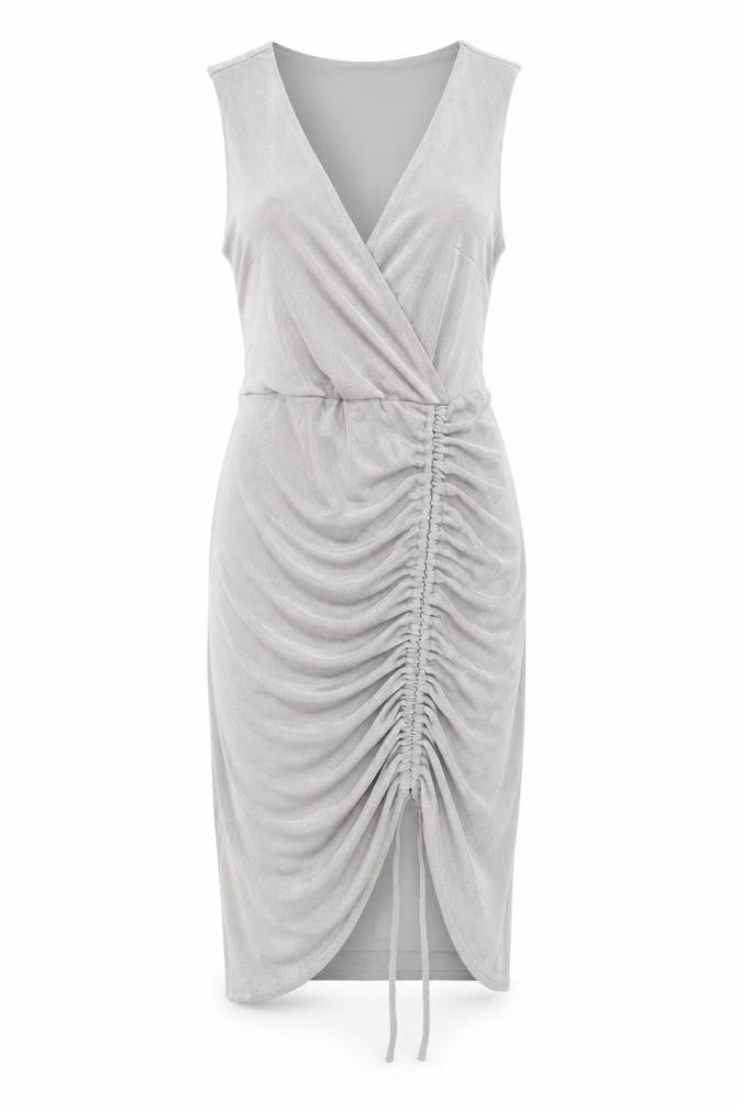 Miss Selfridge Womens Silver   Bodycon  Size 10  - gathered front
