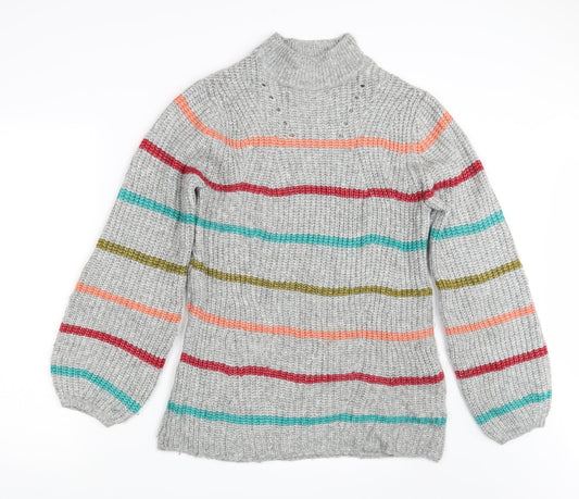 Papaya Womens Grey Striped  Pullover Jumper Size M