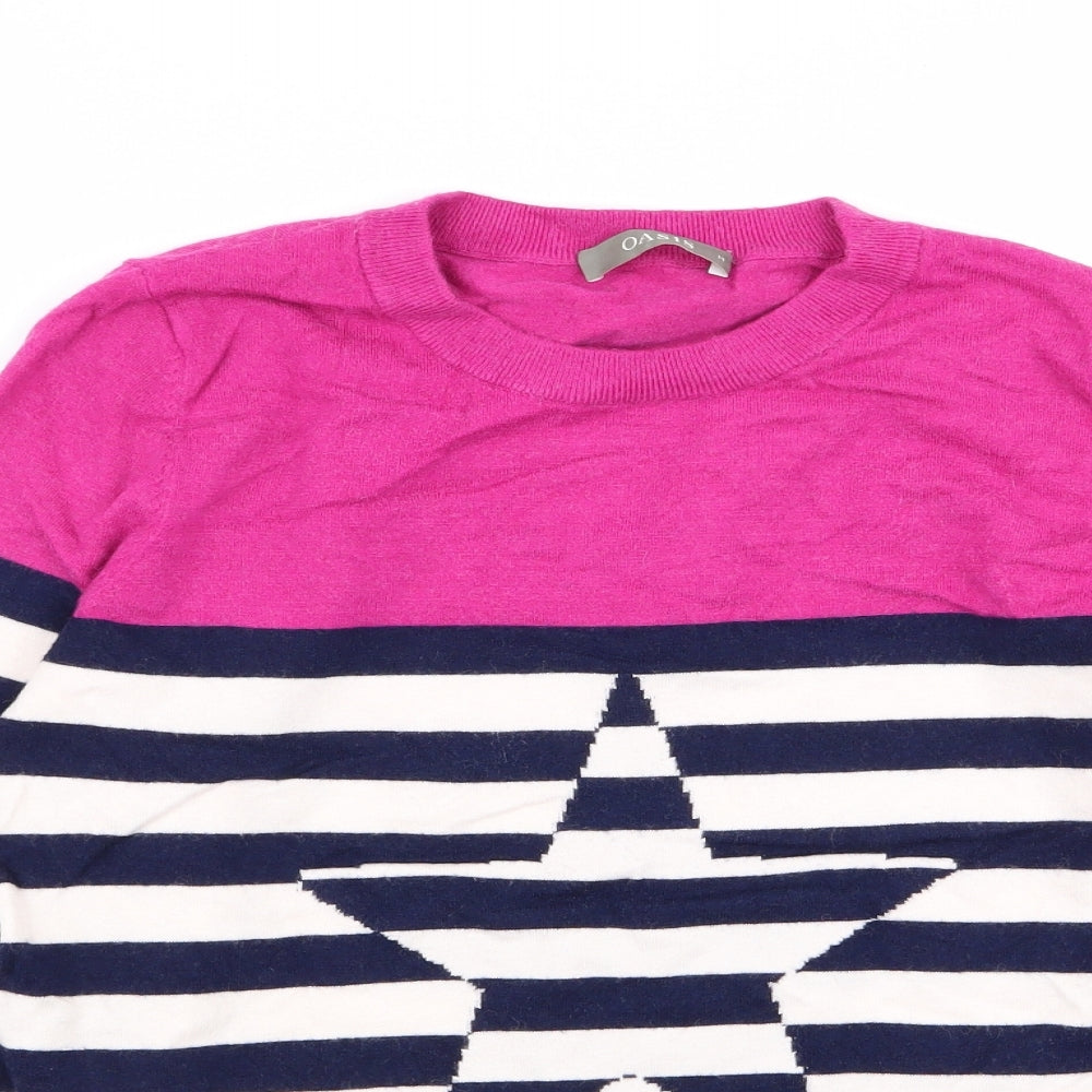 Oasis Womens Multicoloured Striped  Pullover Jumper Size M